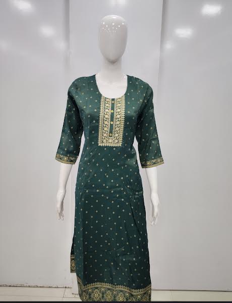 TISSUE COTTON THREAD WORK UMBERLLA KURTI - J1270