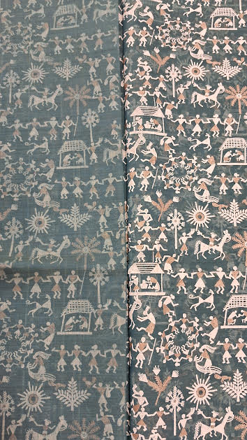 CHANDERI COTTON SAREE WITH KALAMKARI WORK - J597