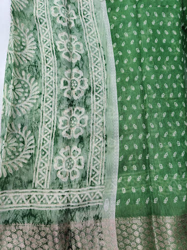 LINEN COTTON SAREE CHANDERI PRINT - C3862