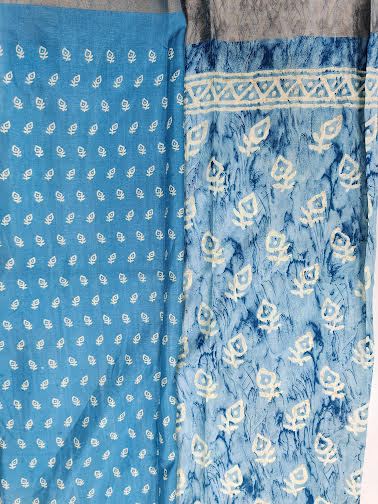 LINEN COTTON SAREE CHANDERI PRINT - C3862