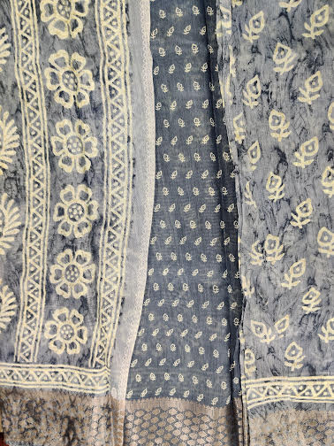 LINEN COTTON SAREE CHANDERI PRINT - C3862