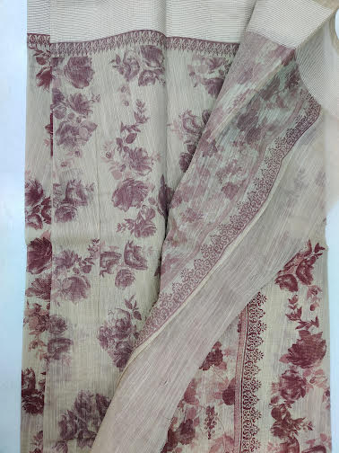 DIGITAL PRINT LINEN COTTON SAREE - J501