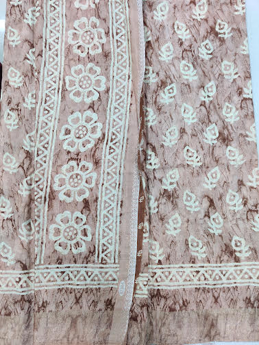 LINEN COTTON SAREE CHANDERI PRINT - C3862