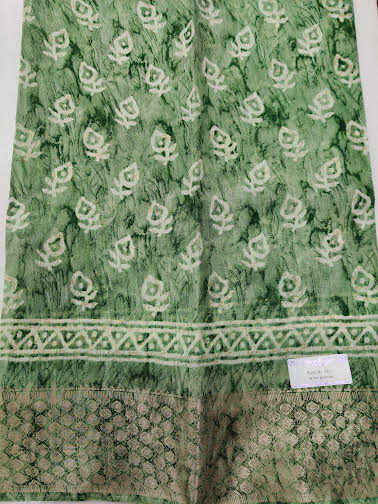 LINEN COTTON SAREE CHANDERI PRINT - C3862