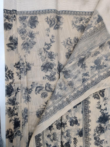 DIGITAL PRINT LINEN COTTON SAREE - J501