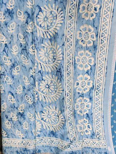 LINEN COTTON SAREE CHANDERI PRINT - C3862