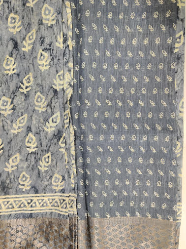 LINEN COTTON SAREE CHANDERI PRINT - C3862