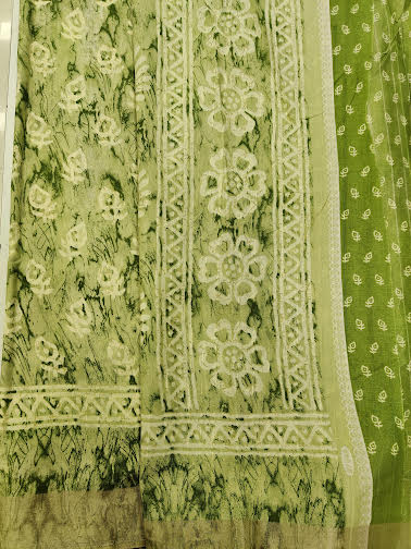 LINEN COTTON SAREE CHANDERI PRINT - C3862