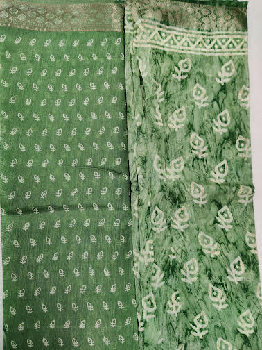 LINEN COTTON SAREE CHANDERI PRINT - C3862