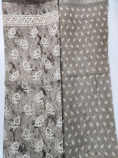 LINEN COTTON SAREE CHANDERI PRINT - C3862