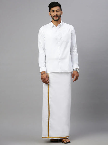 DHOTI | VESTI WITH JARI BORDER -125X3.80 (Double Dhoti) - J1402