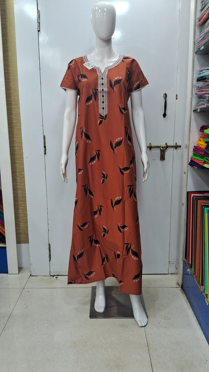 L SIZE - Women's Pure Cotton Regular Rajasthani Nighty - D1551