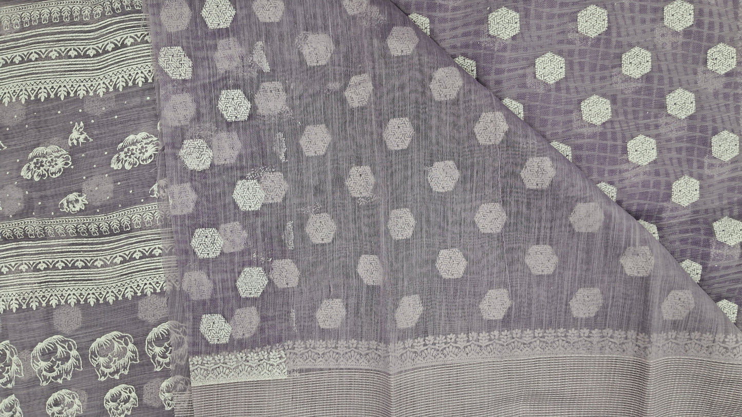 KHADI COTTON SAREE WITH FOIL PRINT - J505