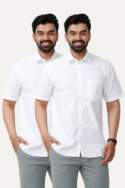 Double Delight White Shirts - 2 Pcs Combo Pack ( BOX PACKING) - J1335