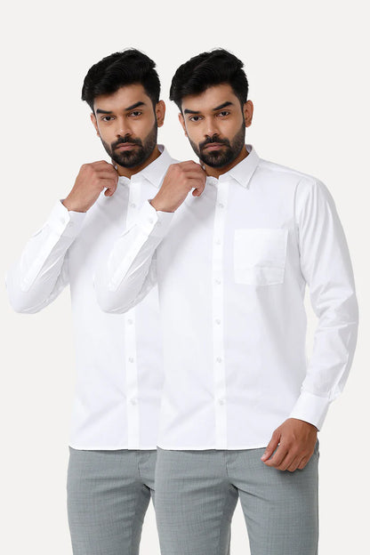 Double Delight White Shirts - 2 Pcs Combo Pack ( BOX PACKING) - J1335