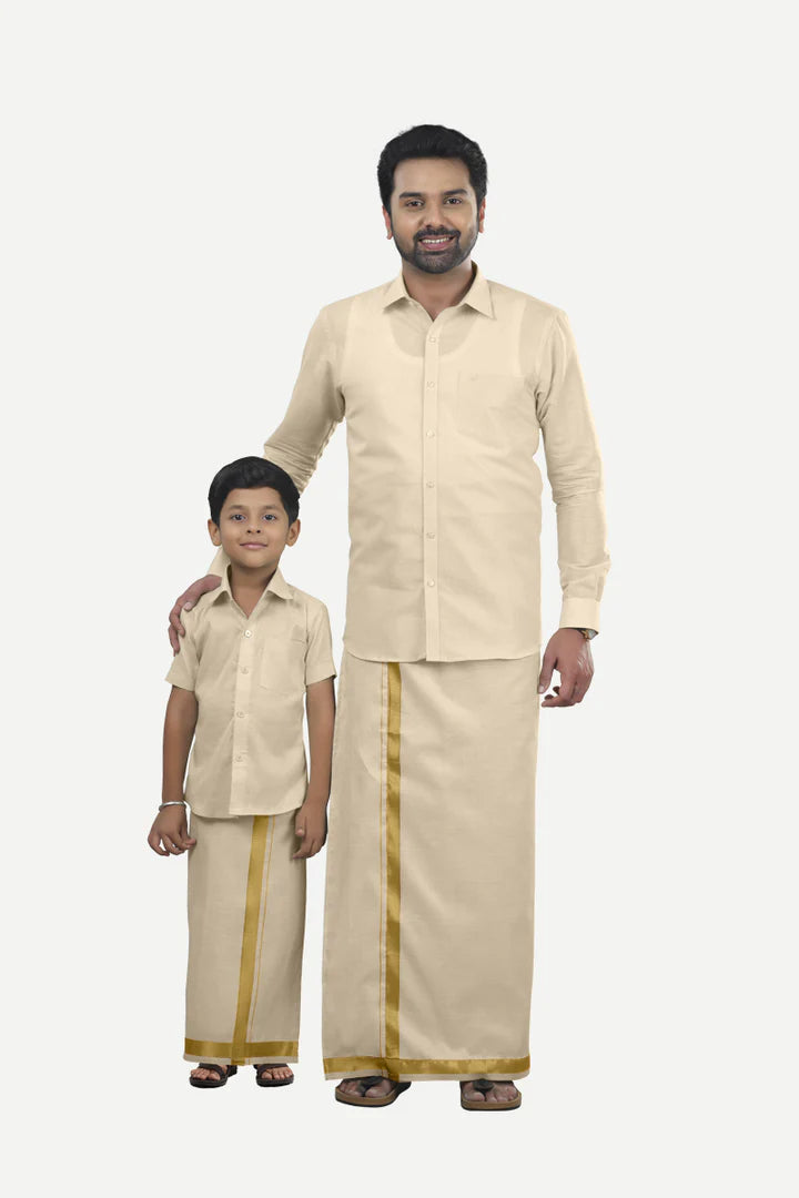 Vaibhav -  Full Sleeve Father & Son Tissue Combo Set  | Uathayam - J1225