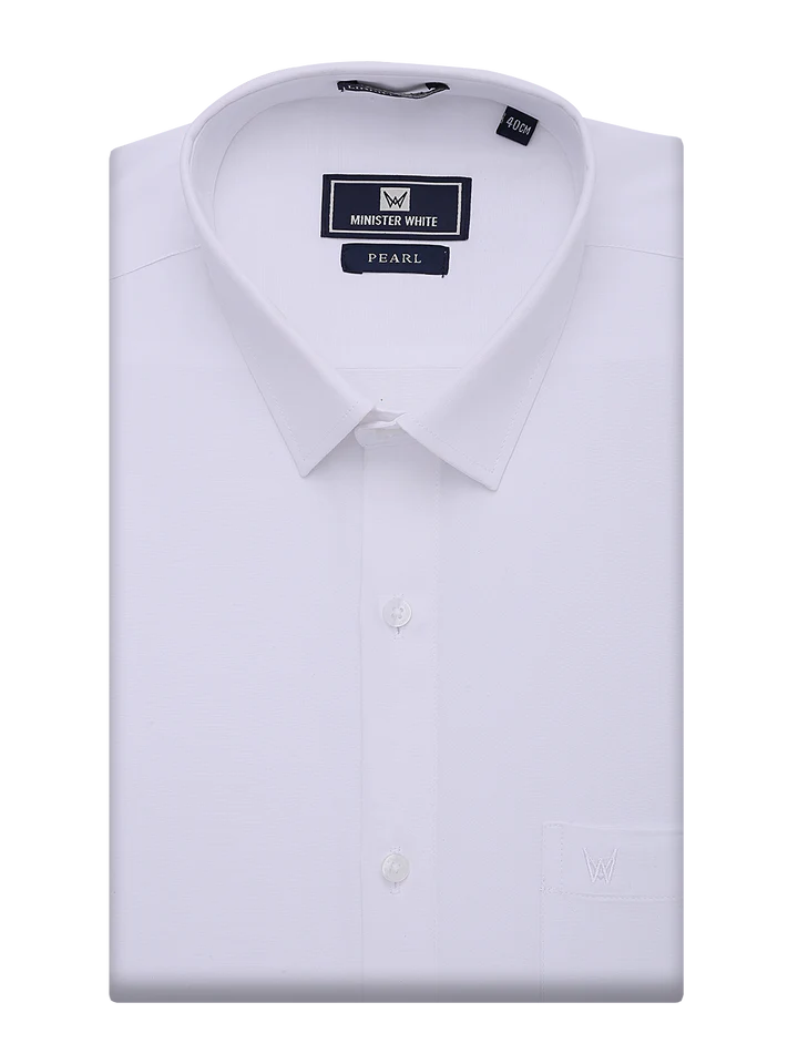 Minister White - Men's Cotton Regular Fit White Shirt Pearl - J1231 ( BOX PACKING)