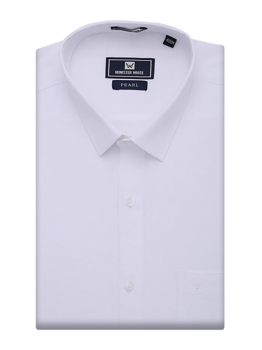 Minister White - Men's Cotton Regular Fit White Shirt Pearl - J1231 ( BOX PACKING)