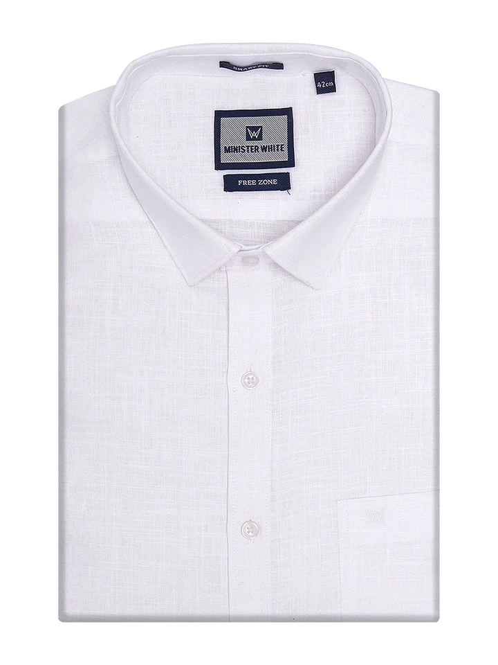 Minister White - Men's Cotton Smart Fit White Shirt Free Zone - J1230 ( BOX PACKING)