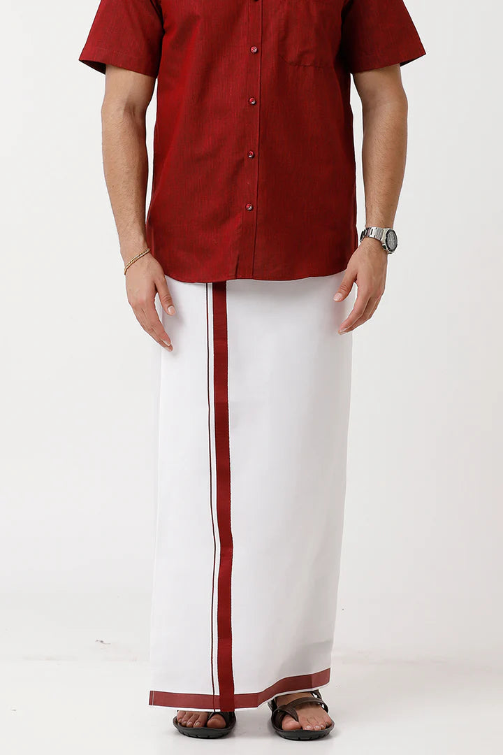 Single Dhoti With Fancy  Big Borders For Men - J1224