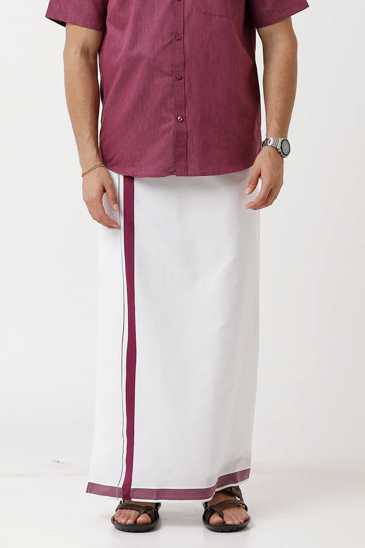 Single Dhoti With Fancy  Big Borders For Men - J1224