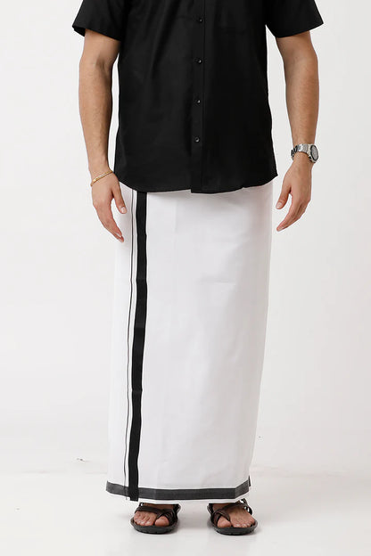 Single Dhoti With Fancy  Big Borders For Men - J1224